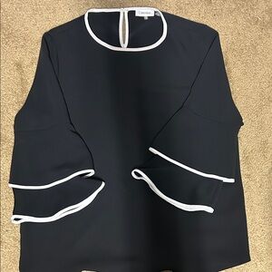 Calvin Klein Black Blouse with White Accents